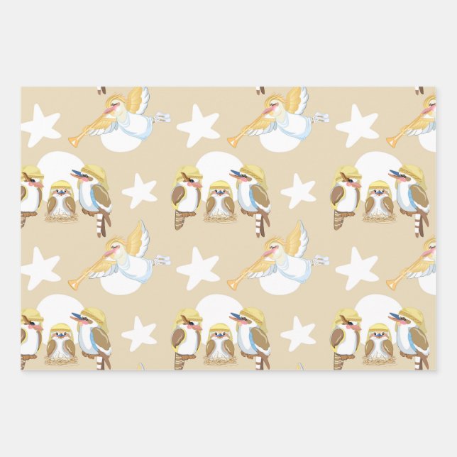 Kookaburra Christmas/Kookaburra Nativity Wrapping Paper Sheets (Front 2)
