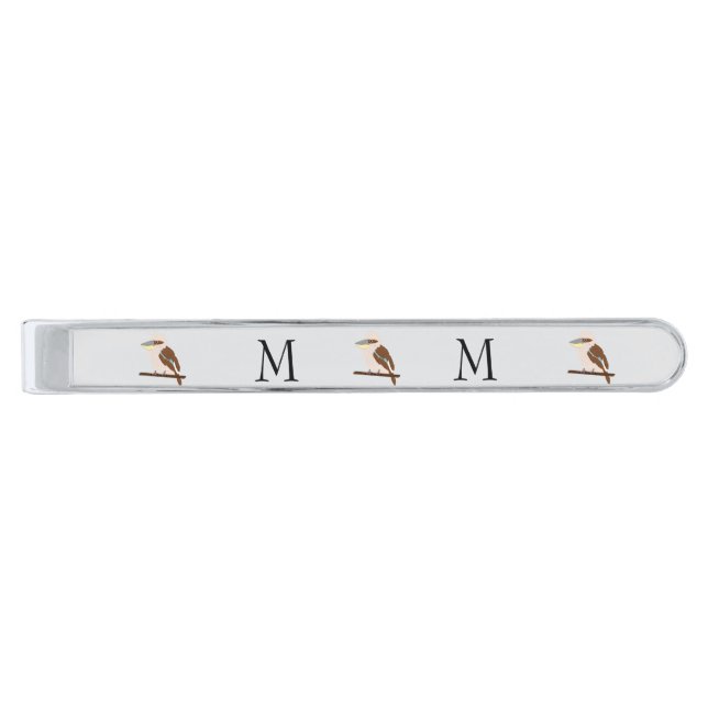 Kookaburra Design Monogrammed Silver Finish Tie Bar (Front)