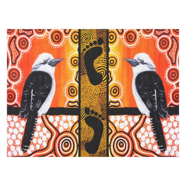 Kookaburra Dreaming Aboriginal Art Tablecloth (Front (Horizontal))