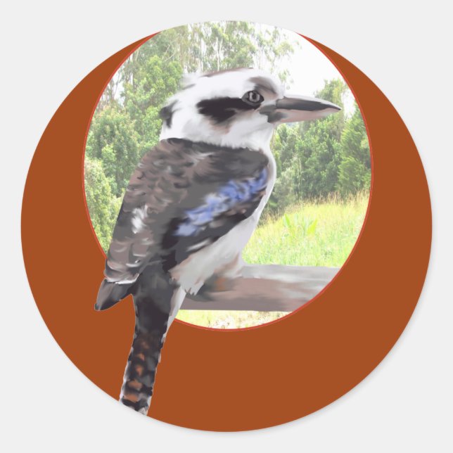 Kookaburra in Circle Classic Round Sticker (Front)