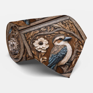 Kookaburra Serenade: A Wood Print Tribute, Neck Tie