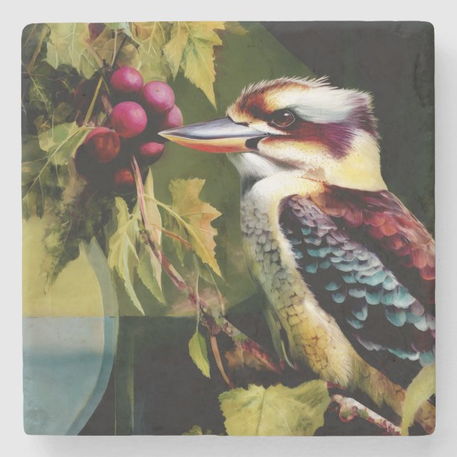 Kookaburra  stone coaster (Front)