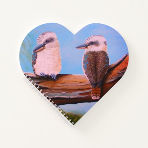 Kookaburras in a gumtree heart notebook