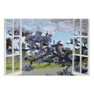Kookaburras In My Window, Faux Canvas Print