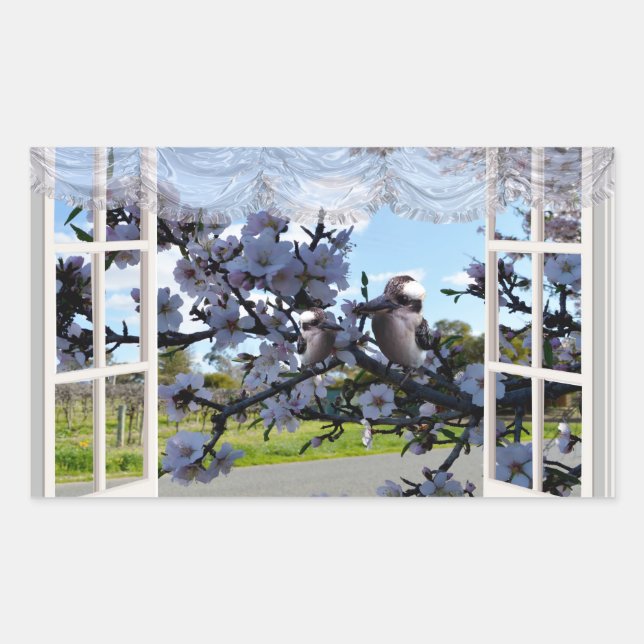 Kookaburras In My Window,   Rectangular Sticker (Front)