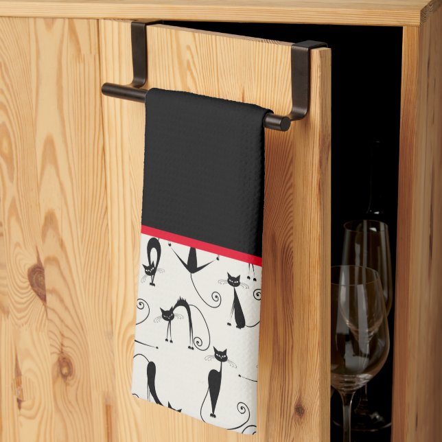 Kooky Black Cats Kitchen Towel (Thirds Fold)