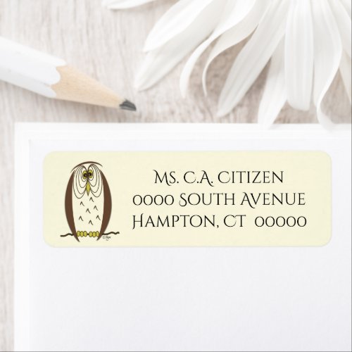 Kooky Brown Owl Return Address Label