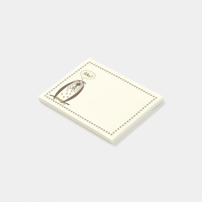 Kooky Cartoon Owl Heart Frame Post-it Notes (Angled)