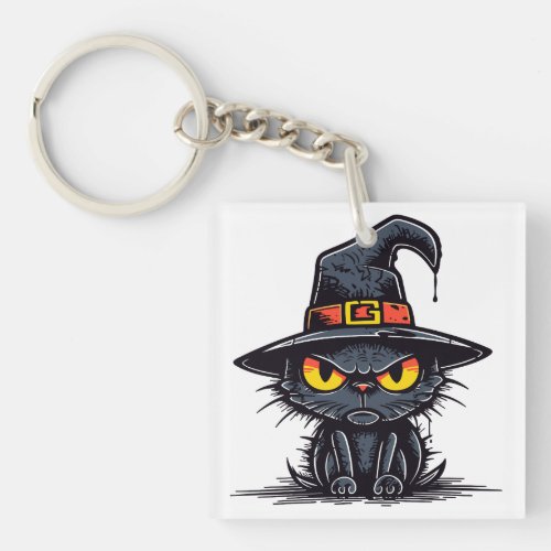 Kooky Halloween Icon Black Cats Bold Caricature  Keychain