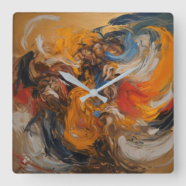 Koonig Wall Clock, 10" Round Black Wooden Frame Square Wall Clock (Front)