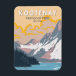 Kootenay National Park Canada Travel Art Vintage Magnet<br><div class="desc">Kootenay National Park vector art design. The Park is part of the larger Canadian Rocky Mountain Parks World Heritage Site which includes Banff National Park and Jasper National Park.</div>