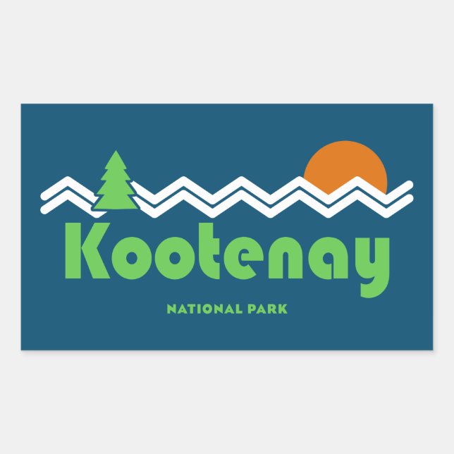 Kootenay National Park Retro Rectangular Sticker (Front)