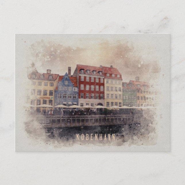 Kopenhagen watercolor kaart postcard (Front)