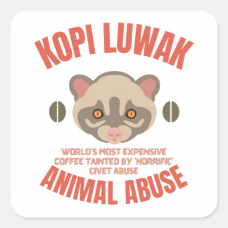 Kopi Luwak Animal Abus - Luwak Coffee Square Sticker