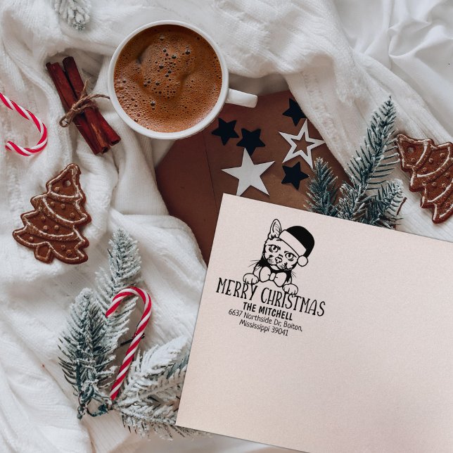 Korat Cat Return Address Christmas  Rubber Stamp (Creator Uploaded)