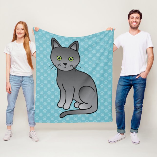 Korat Cat With Round Green Eyes Fleece Blanket (In Situ)