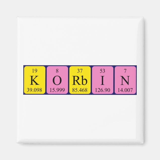 Korbin periodic table name magnet (Front)
