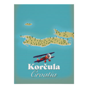Korčula Croatia map Poster