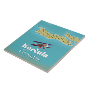 Korčula Croatia map Poster Ceramic Tile