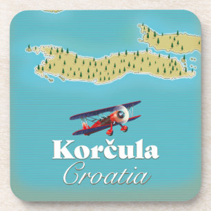 Korčula Croatia map Poster Ceramic Tile Beverage Coaster