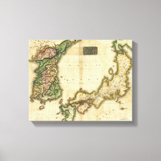 Korea and JapanPanoramic MapKorea and Japan Canvas Print