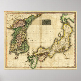 Korea and JapanPanoramic MapKorea and Japan Poster