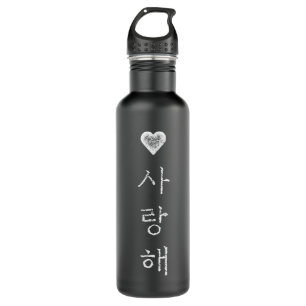 Korea I Love You in Korean letter Saranghae Stainless Steel Water Bottle