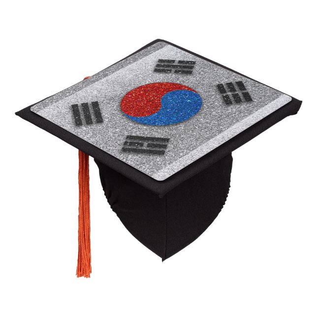 Korea Korean Flag Graduate Graduation Glitter Cap Topper (Angled)