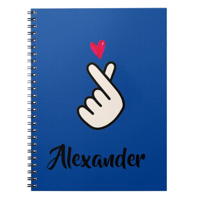  Korea Kpop Blue Red  Hand Heart School Notebook (Front)