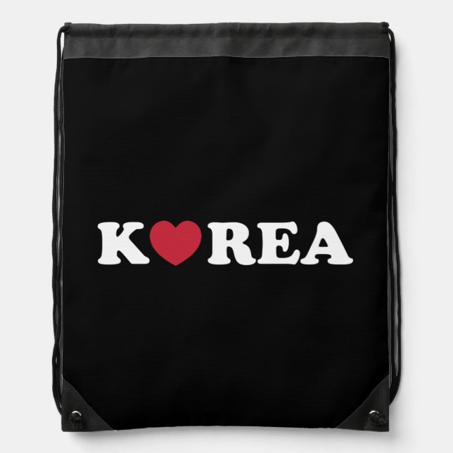 Korea Love Heart Drawstring Bag (Front)