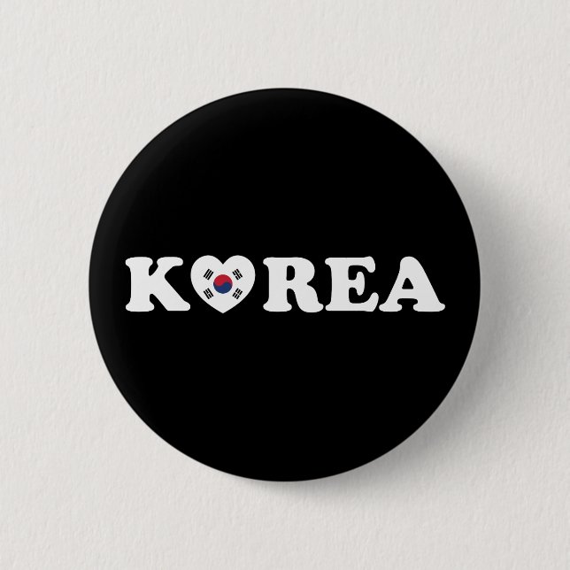 Korea Love Heart Flag Button (Front)