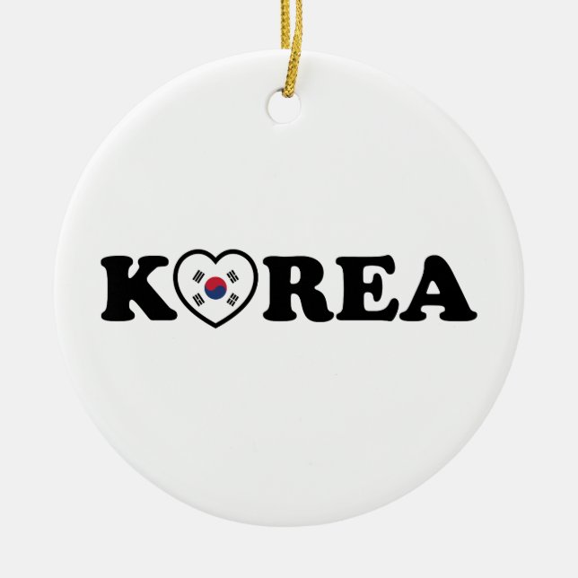 Korea Love Heart Flag Ceramic Ornament (Front)