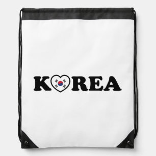 Korea Love Heart Flag Drawstring Bag