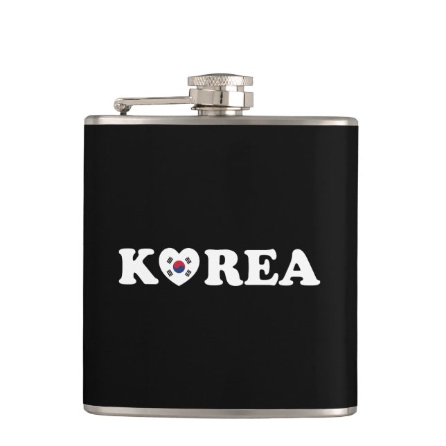 Korea Love Heart Flag Flask (Front)