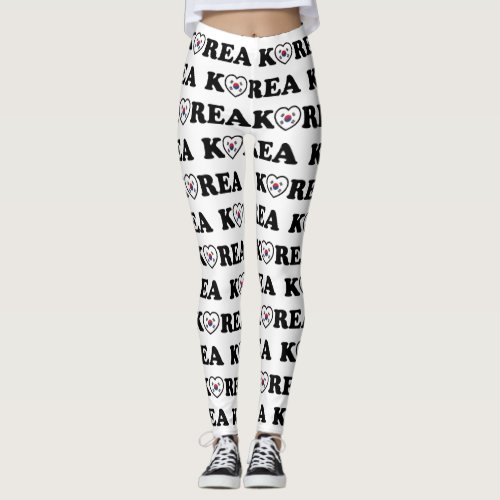 Korea Love Heart Flag Leggings