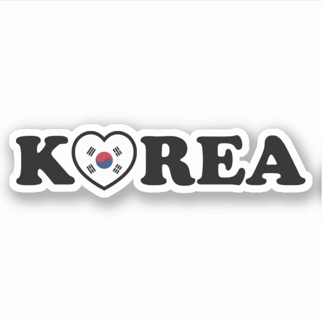Korea Love Heart Flag Sticker (Front)