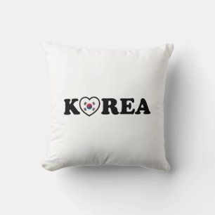 Korea Love Heart Flag Throw Pillow