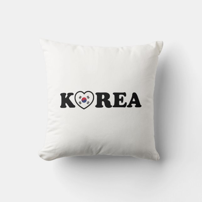 Korea Love Heart Flag Throw Pillow (Front)
