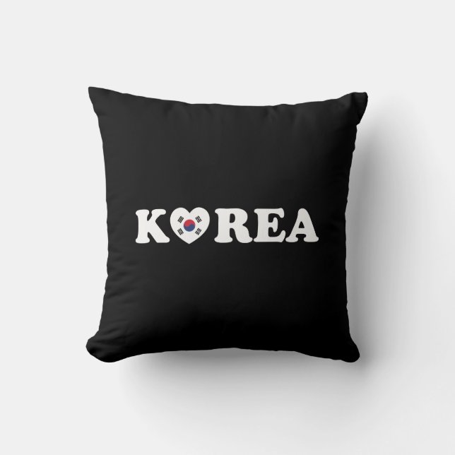 Korea Love Heart Flag Throw Pillow (Front)