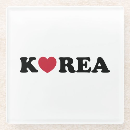 Korea Love Heart Glass Coaster