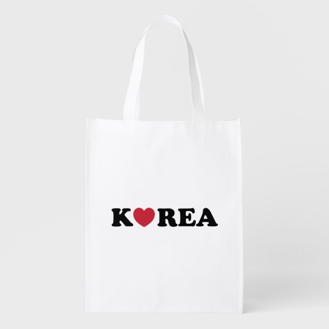 Korea Love Heart Grocery Bag (Front)