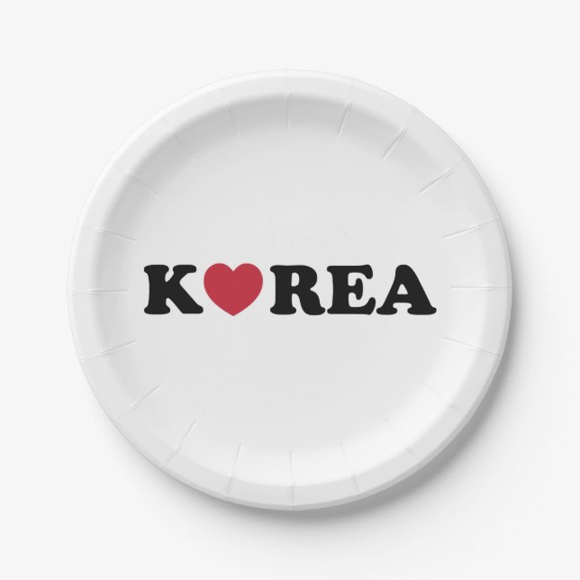 Korea Love Heart Paper Plates (Front)