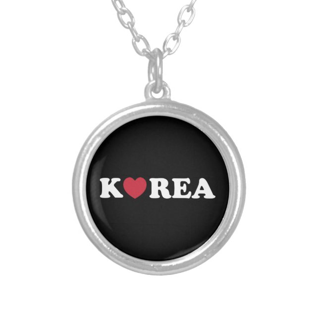 Korea Love Heart Silver Plated Necklace (Front)