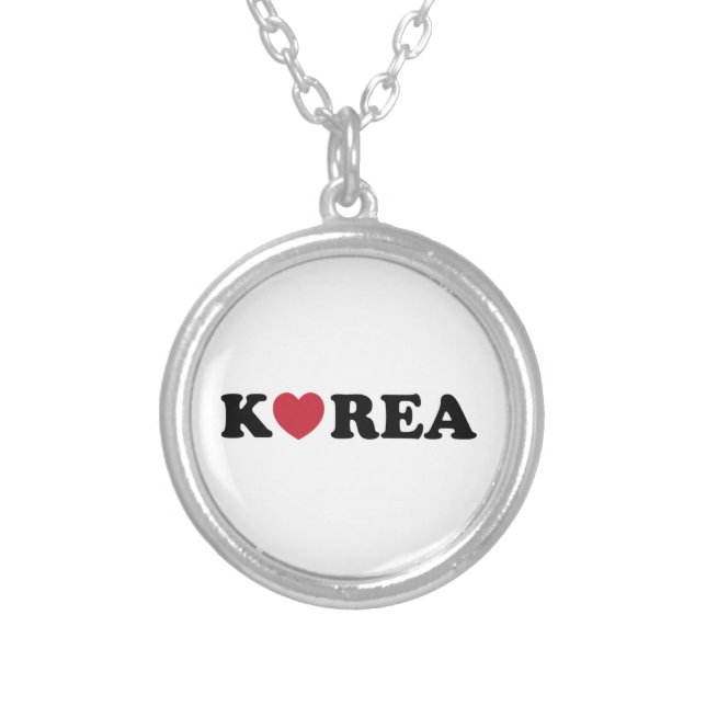 Korea Love Heart Silver Plated Necklace (Front)