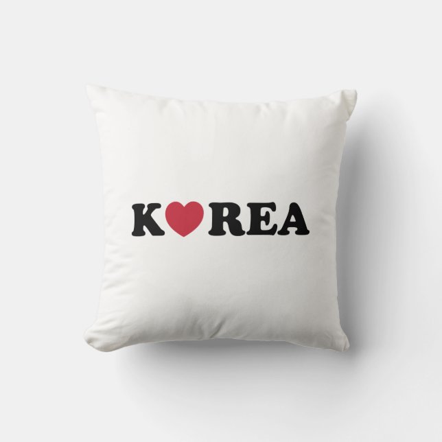 Korea Love Heart Throw Pillow (Front)