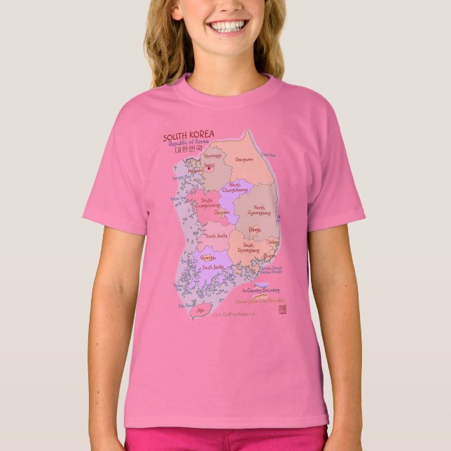 Korea Map Kids T Shirt (Front)