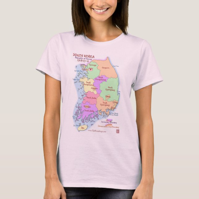 Korea Map Ladies T Shirt (Front)