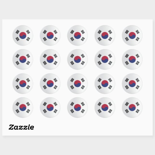 Korea  Round Icon Flag Classic Round Sticker (Sheet)