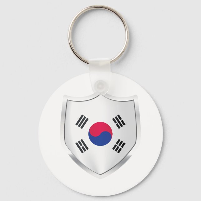 Korea Silver Shield Flag Keychain (Front)