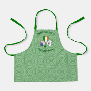 Korea (South) Irish USA Flags Shamrock Personalize Apron
